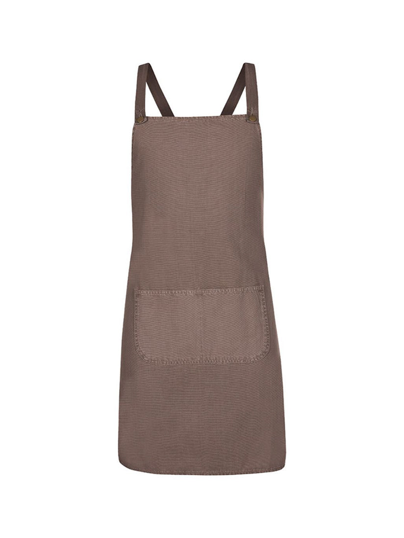 JB's Wear - Brown canvas cross-back apron with a large front pocket.