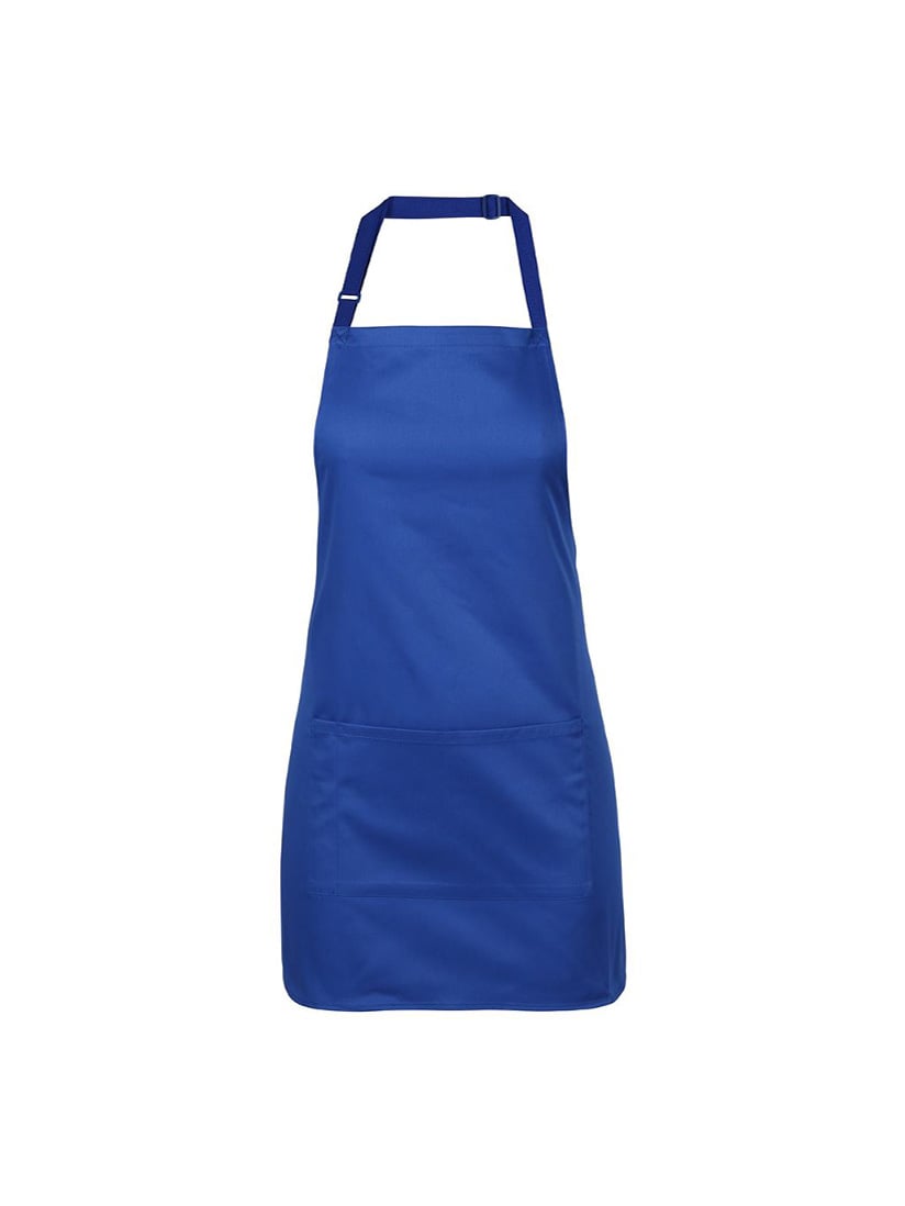JB's Wear - Blue bib apron with a front pocket and adjustable neck strap.