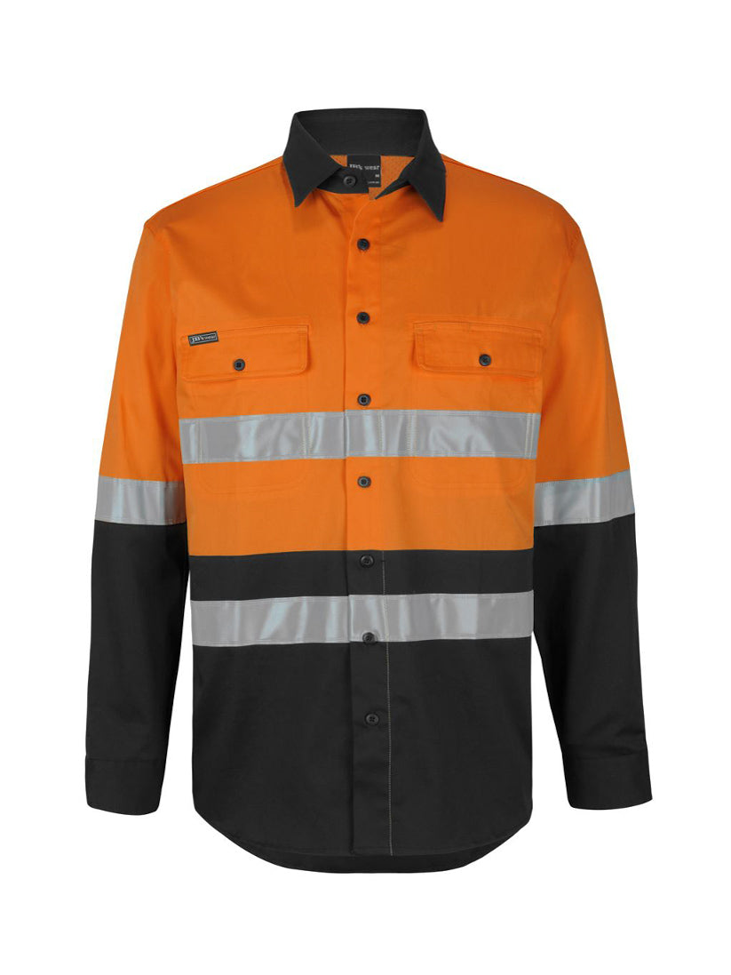 JB's Wear - Orange and black long sleeve work shirt with reflective stripes.