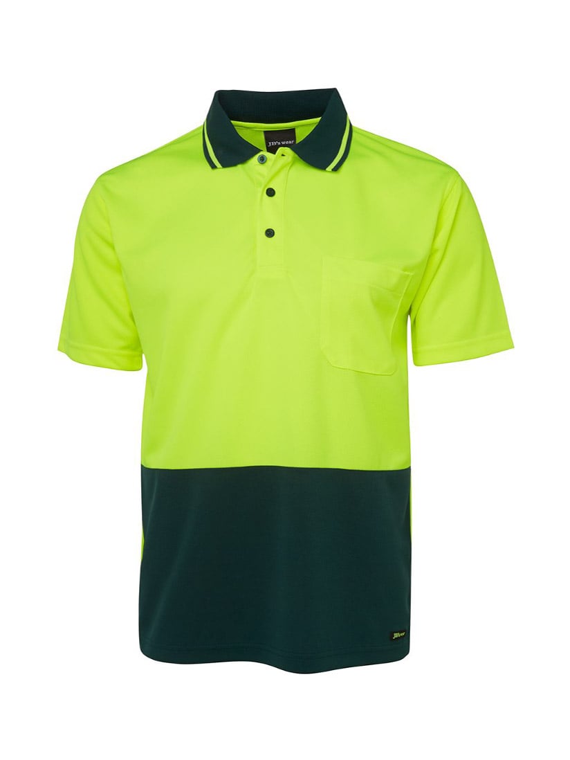 JB's Wear - Hi Vis Non Cuff Traditional Polo with a two-tone design.