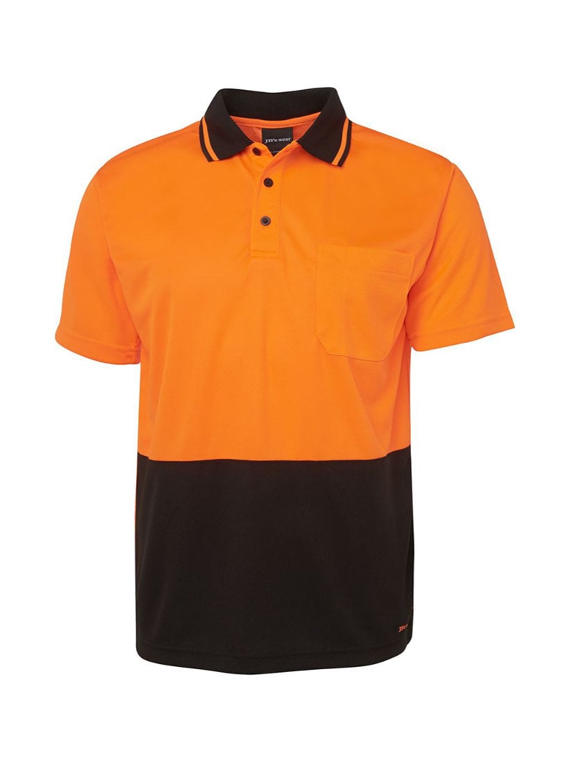 JB's Wear - Orange and black hi vis polo shirt with a chest pocket.