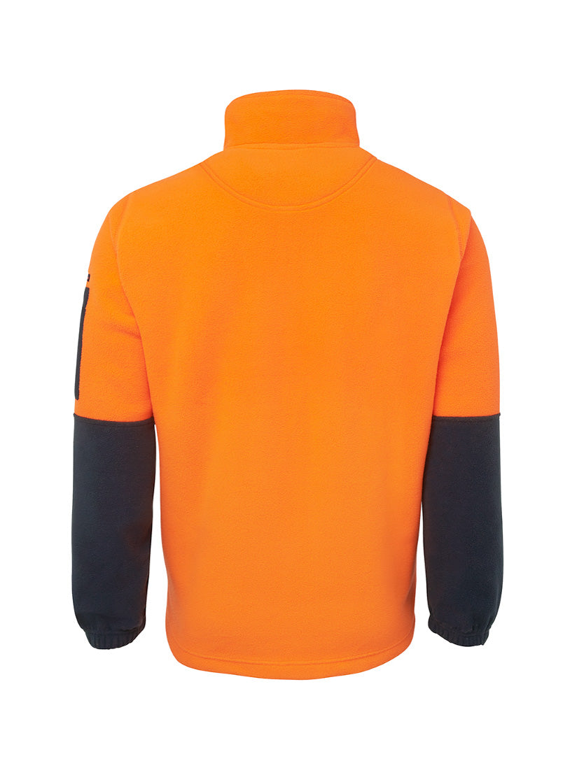 JB's Wear - Hi Vis 1/2 Zip Polar fleece jacket with orange body and dark sleeves.