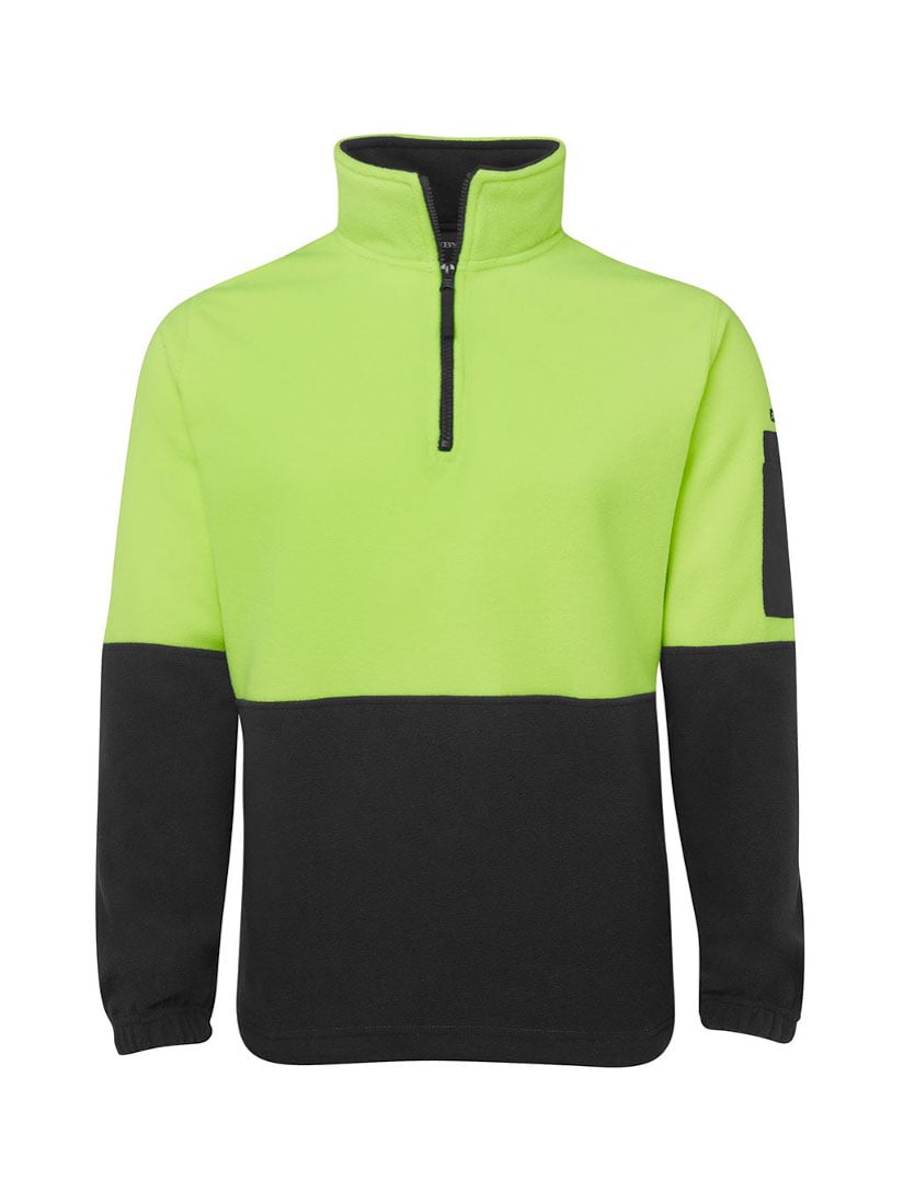 JB's Wear - Hi Vis 1/2 Zip Polar fleece with neon yellow upper and black lower.