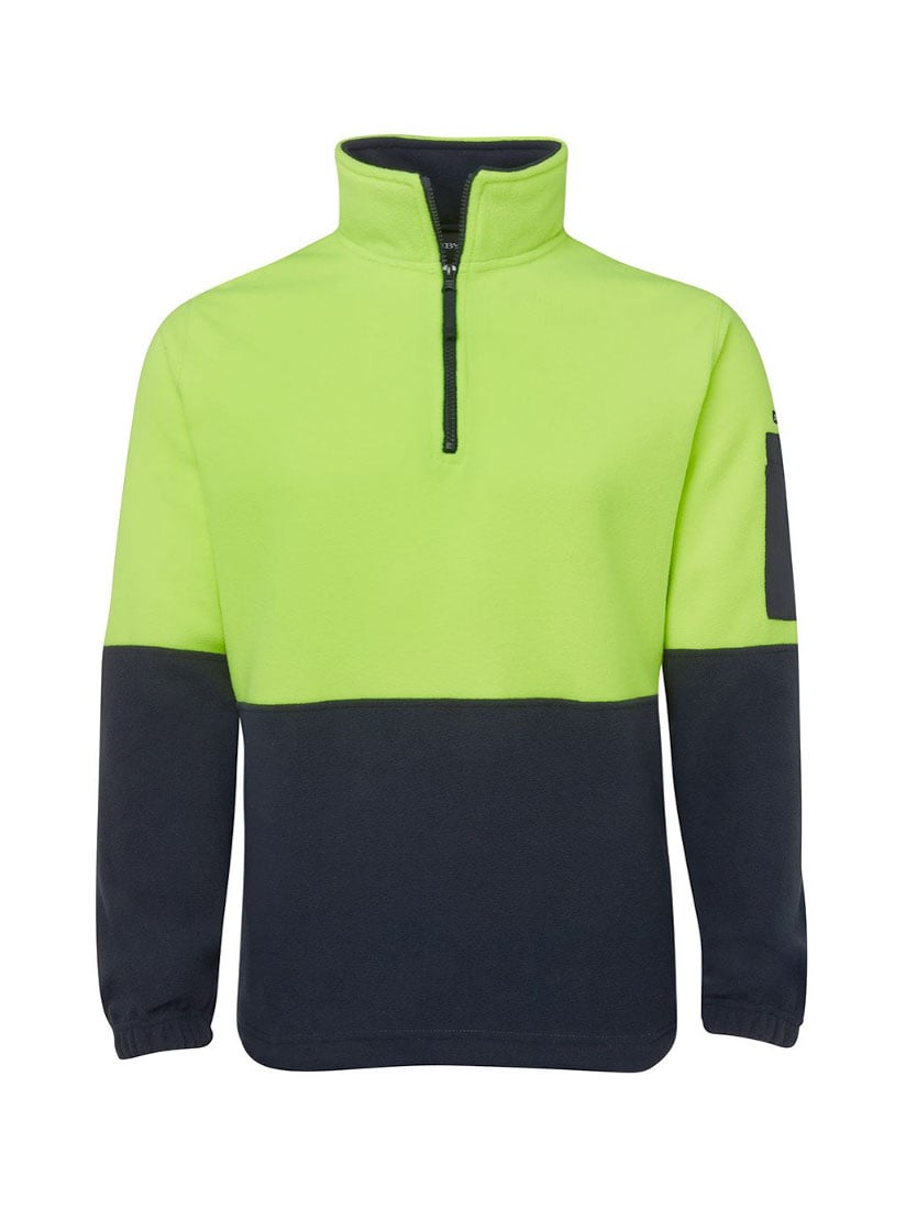 JB's Wear - Hi Vis 1/2 Zip Polar fleece with neon yellow upper and navy blue lower.