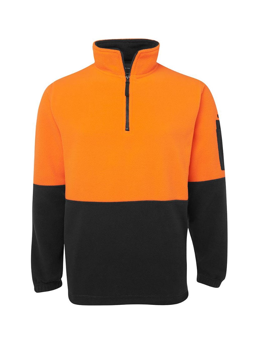 JB's Wear - Orange and black hi-vis half-zip polar fleece jacket.