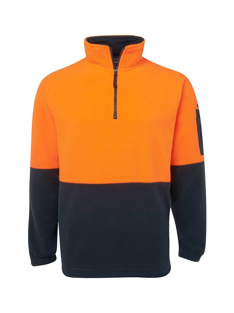 JB's Wear - Orange and navy hi-vis half-zip polar fleece jacket.