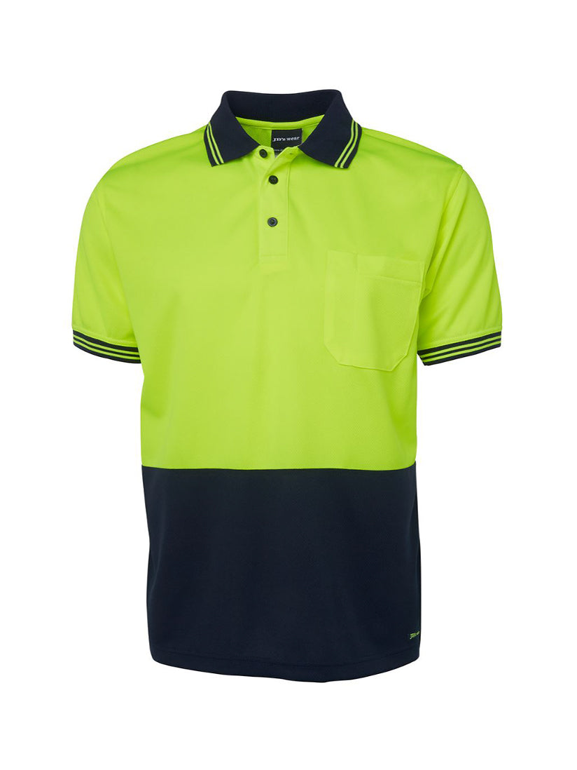 JB's Wear - Hi Vis Traditional Polo with navy collar and hem.