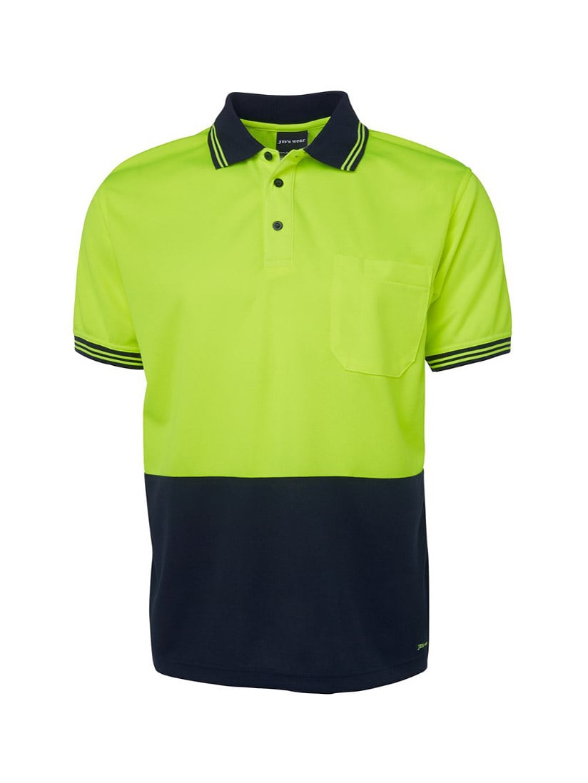JB's Wear - Hi Vis Traditional Polo with navy collar and hem.