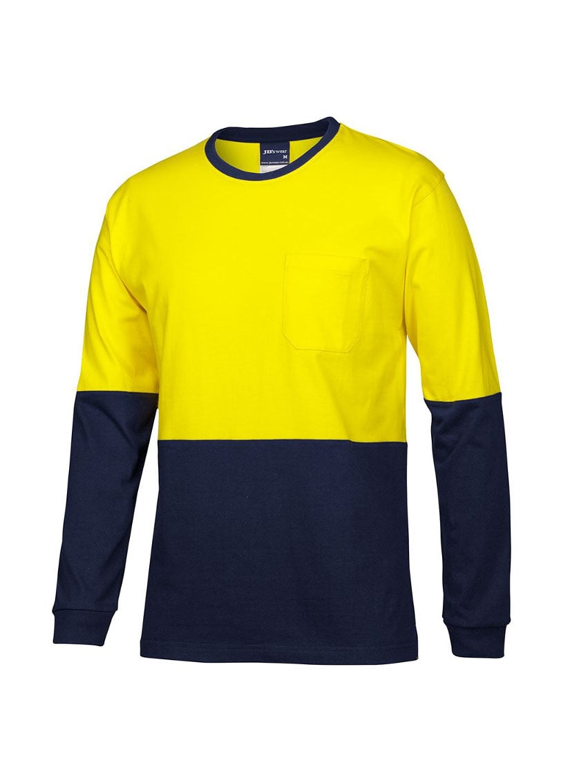 Hi Vis Long Sleeve Crew Neck Cotton Tee
