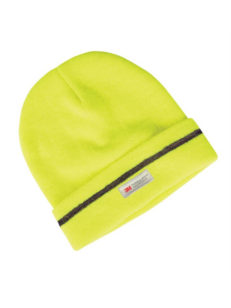 JB's Wear - Fluoro reflective beanie with a dark stripe and a 3M Thinsulate label.