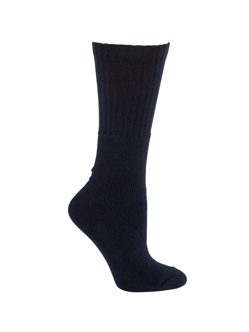 JB's Wear - Navy blue ribbed crew sock on a white background.