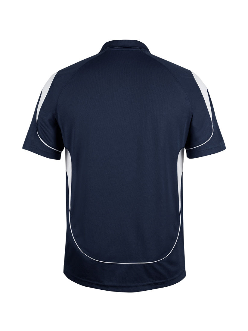 JB's Wear - Back view of a navy blue kids' polo shirt with white accents.