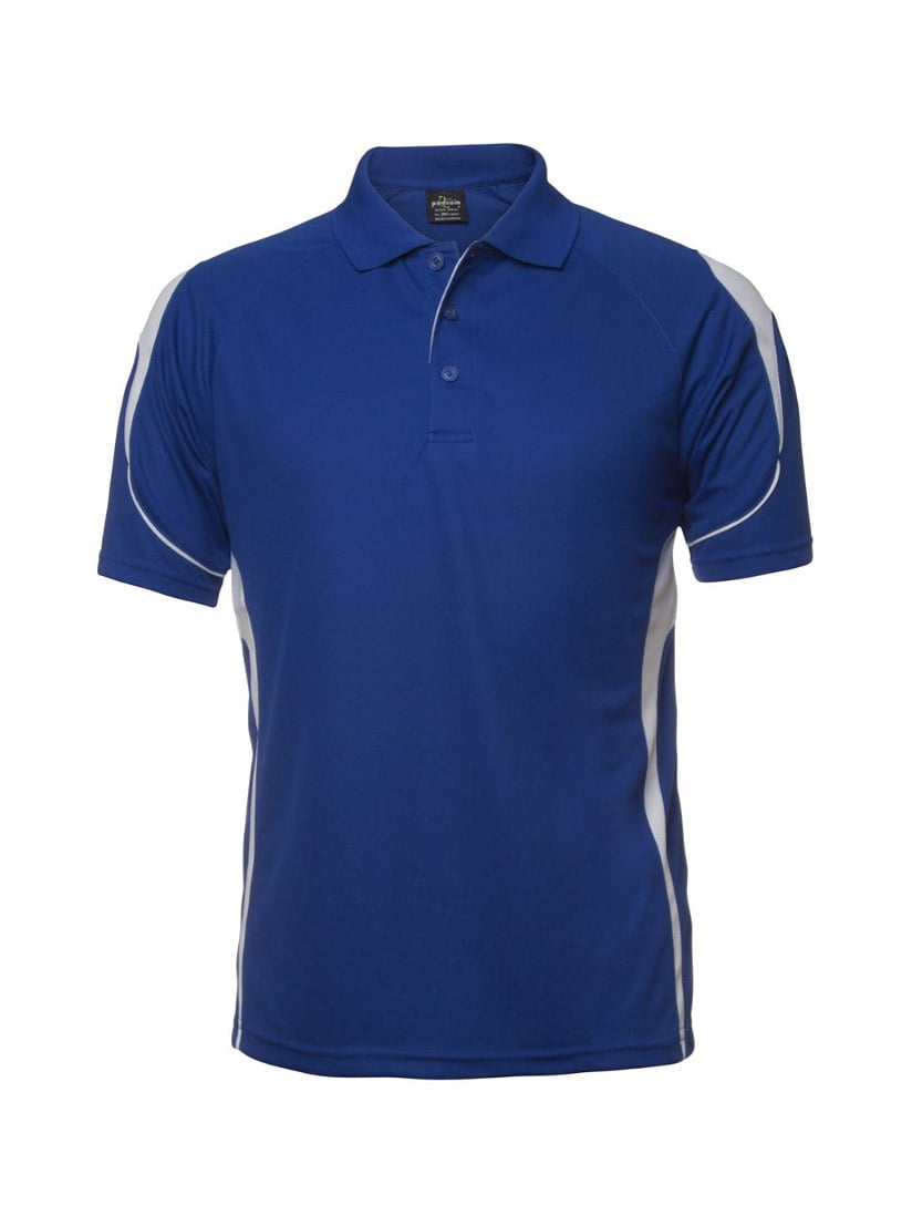 JB's Wear - Kids blue polo shirt with white side accents.