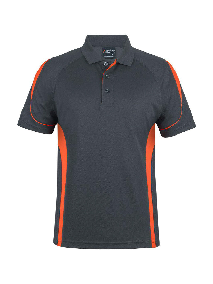 JB's Wear - Charcoal grey polo shirt with orange accents and a classic collar.