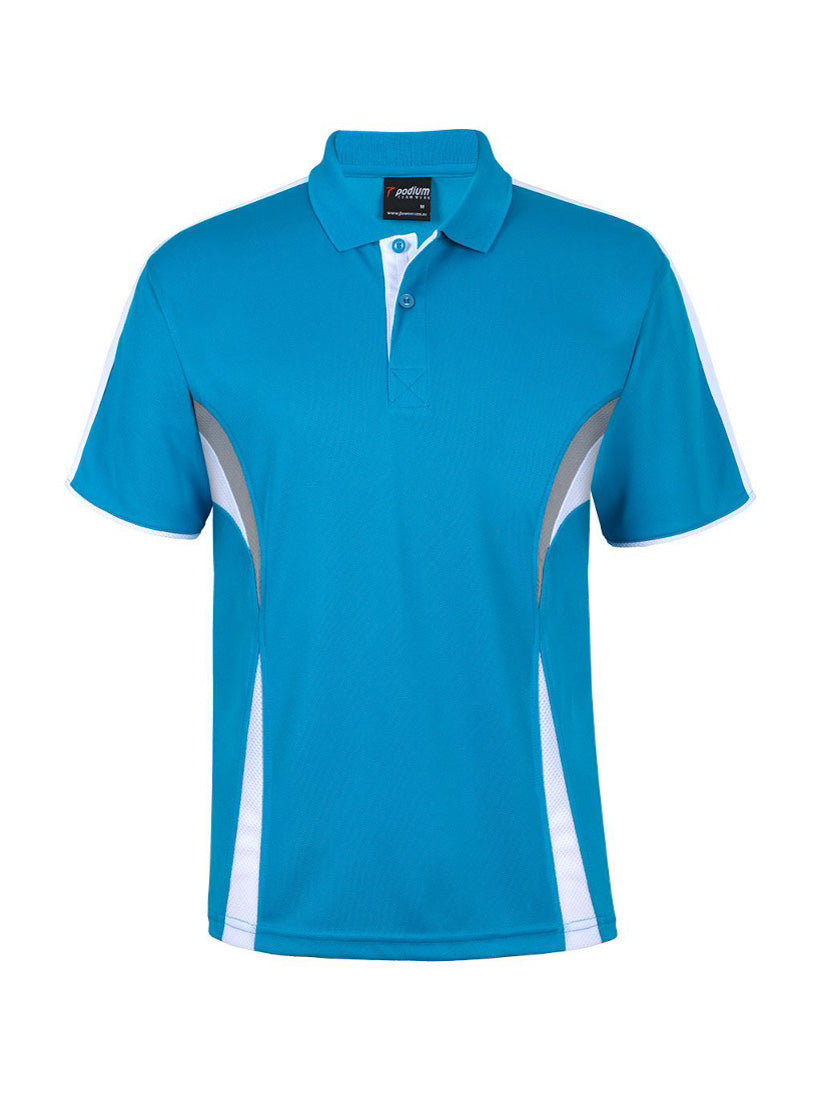 JB's Wear - Turquoise polo shirt with white and grey accents.