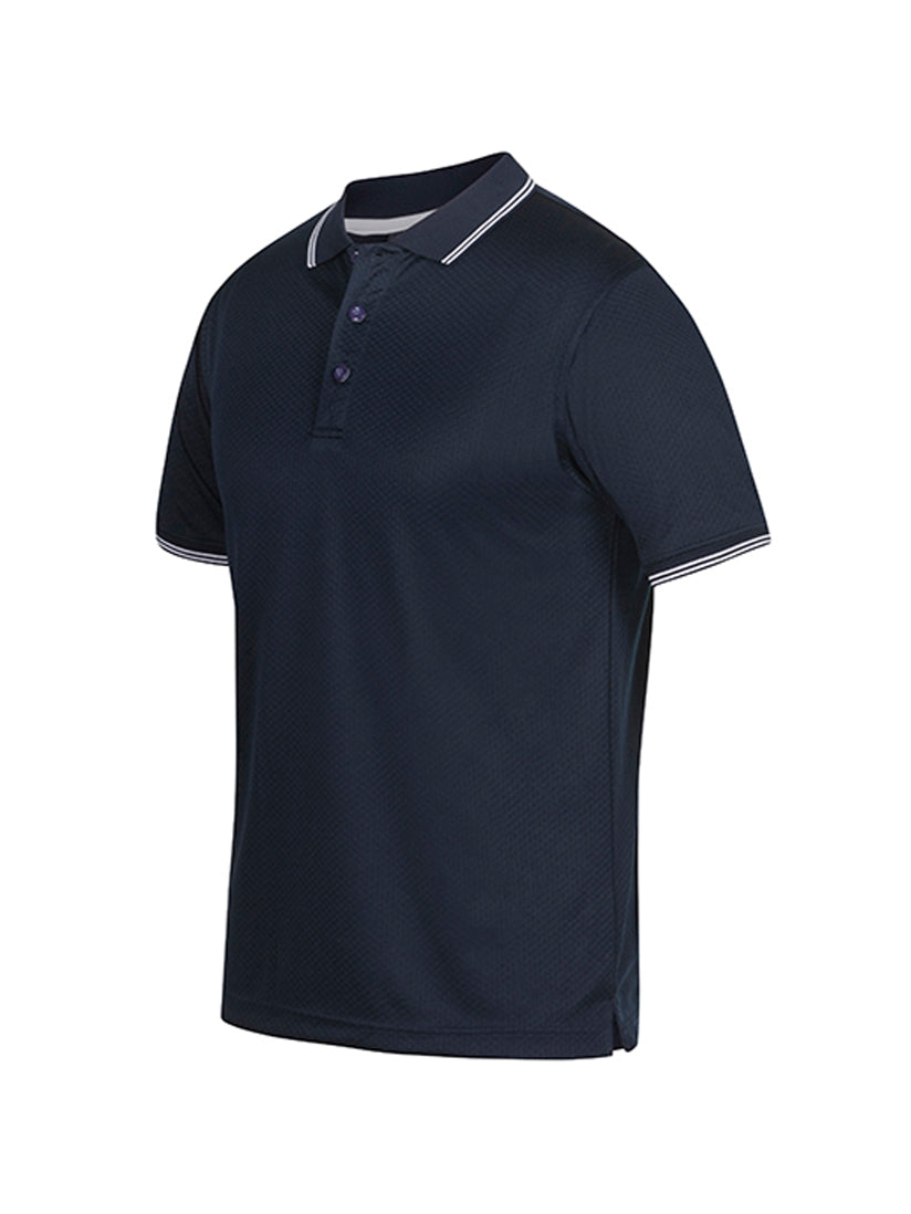 JB's Wear - Navy blue polo shirt with contrast tipping on collar and cuffs.