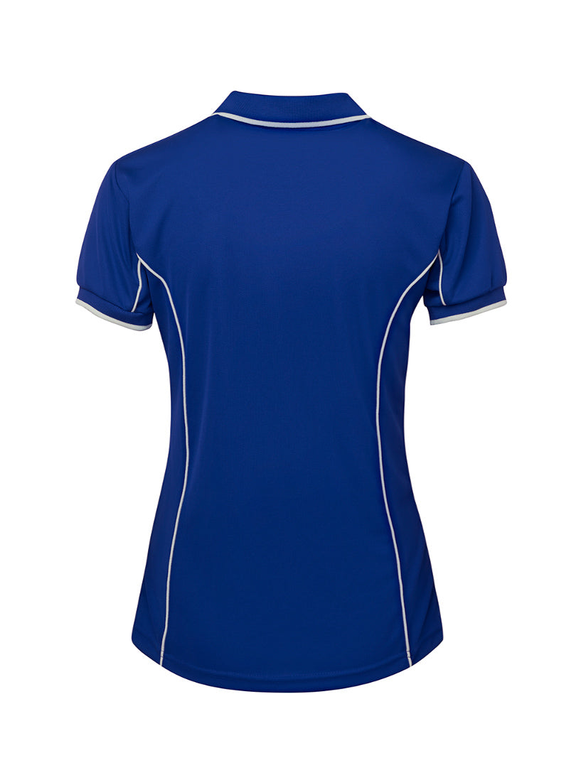 JB's Wear - Ladies blue polo shirt with white piping and collar tipping.