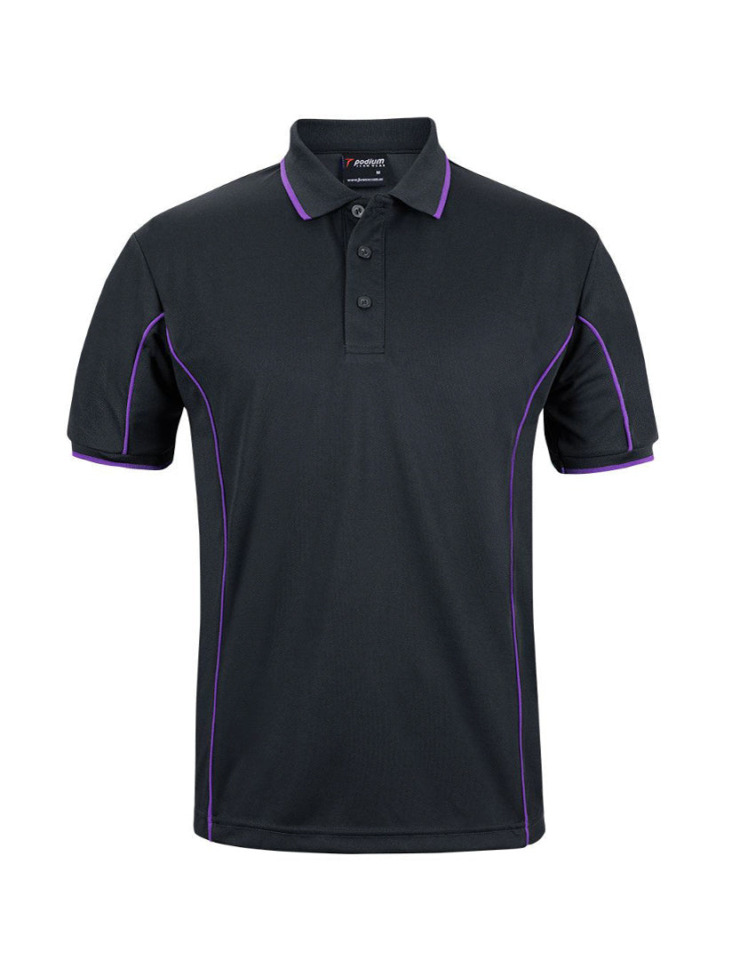 JB's Wear - Black short sleeve polo shirt with purple piping.