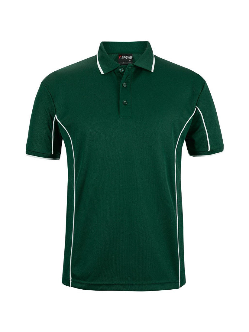 JB's Wear - Podium short sleeve green polo shirt with white piping.