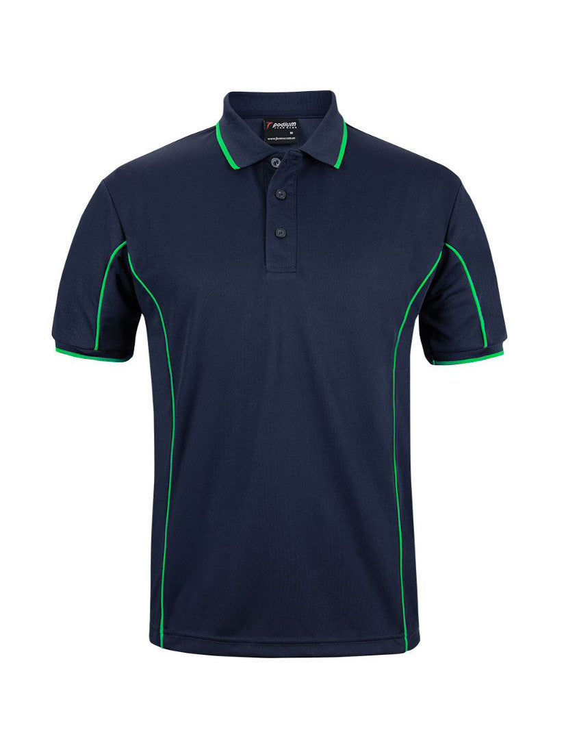 JB's Wear - Navy blue short sleeve polo shirt with green piping.