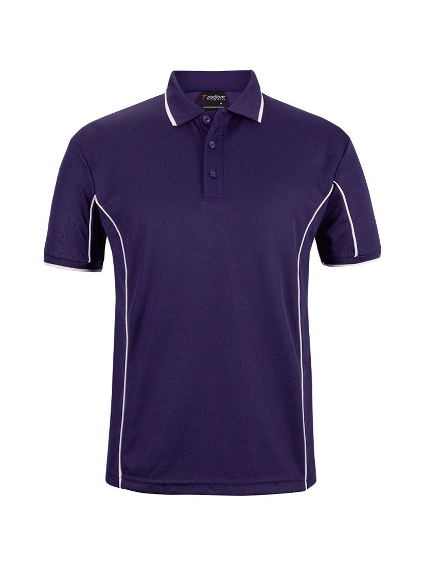 JB's Wear - Podium short sleeve piping polo in dark purple with white trim.