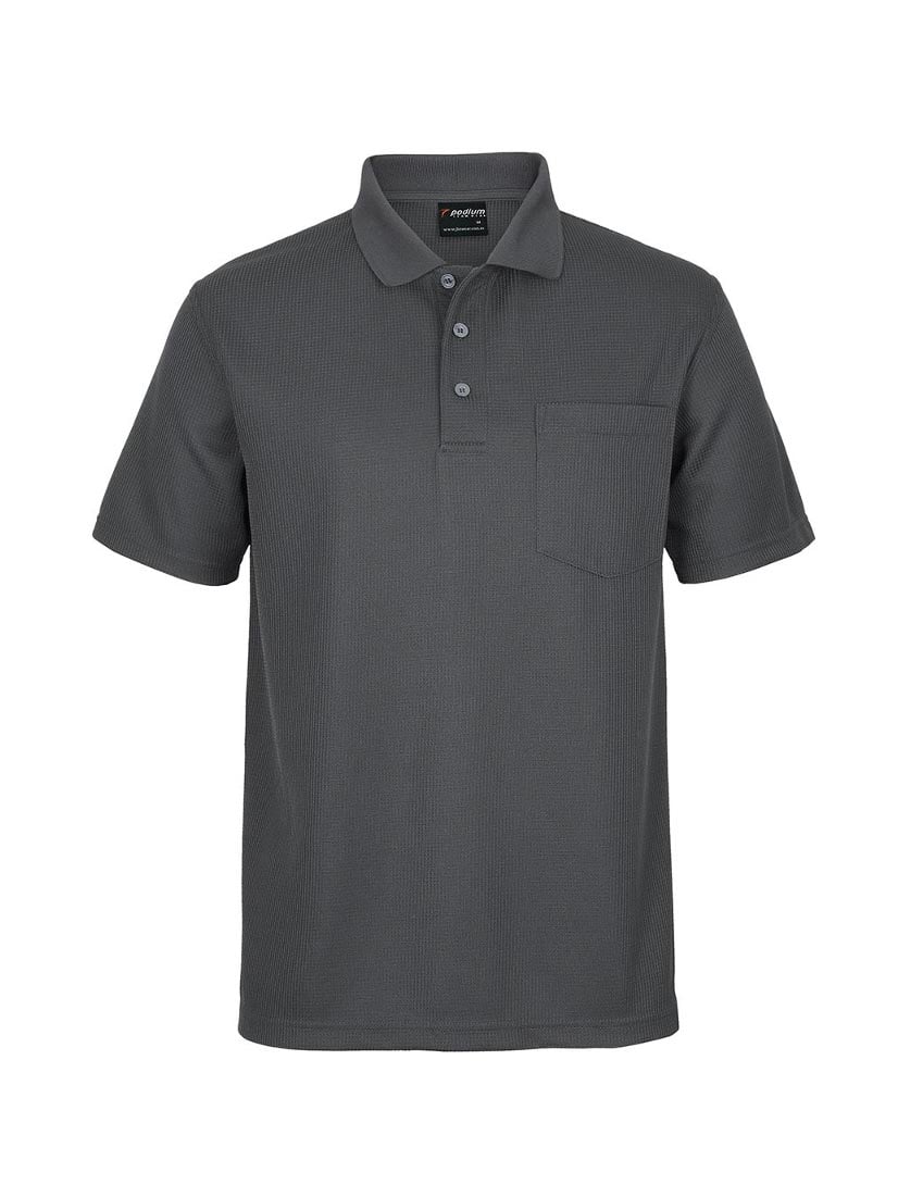 JB's Wear - A charcoal grey Podium waffle pocket polo shirt.