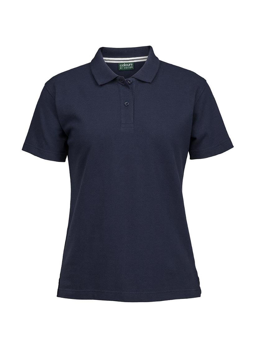 JB's Wear - Navy blue short-sleeved pique polo shirt for women.