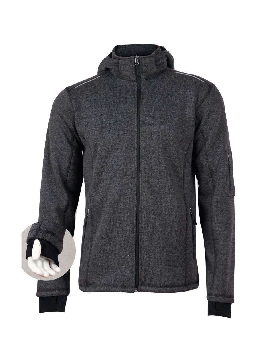 Mens Heather Bonded Coral Fleece Jacket with Hood