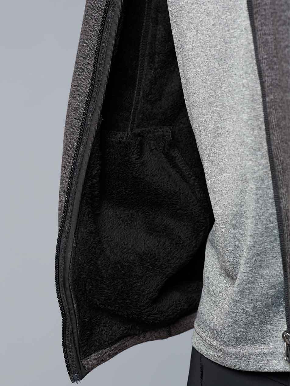 Mens Heather Bonded Coral Fleece Jacket with Hood