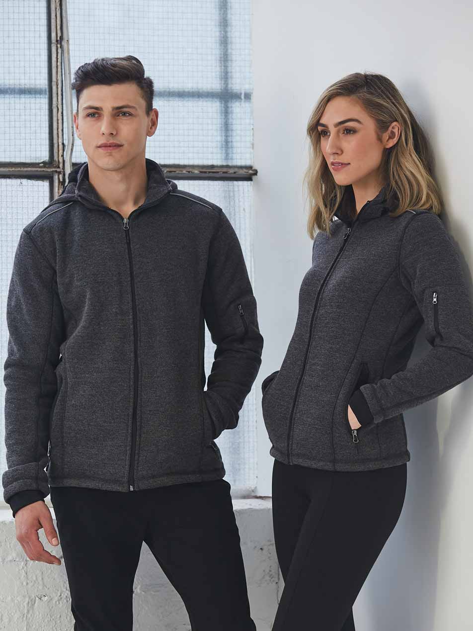 Mens Heather Bonded Coral Fleece Jacket with Hood