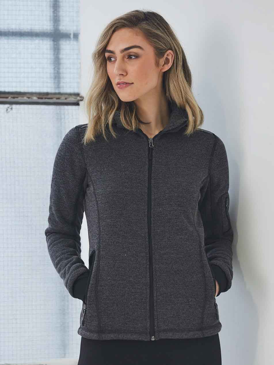 Ladies Heather Bonded Coral Fleece Jacket with Hood