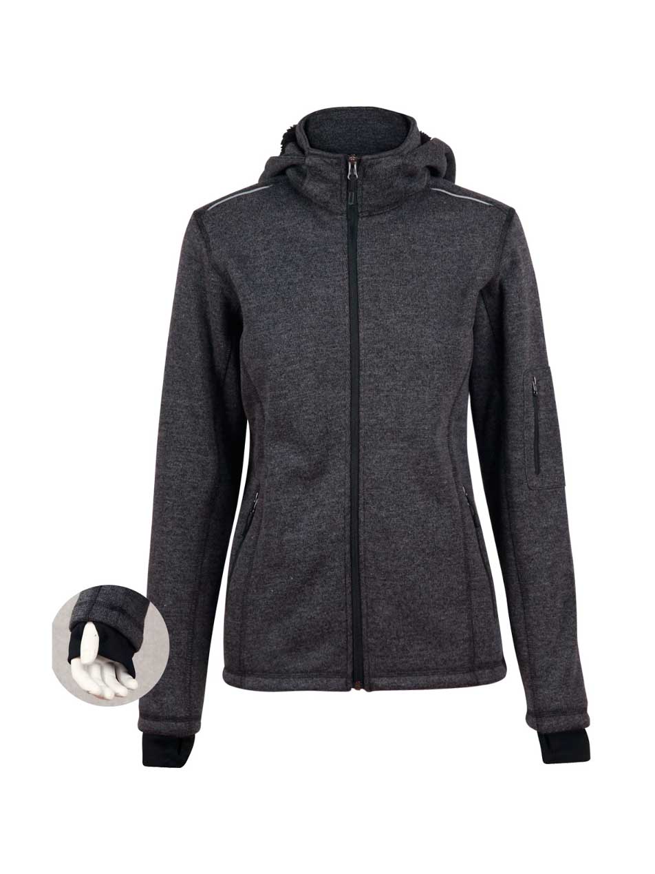 Ladies Heather Bonded Coral Fleece Jacket with Hood