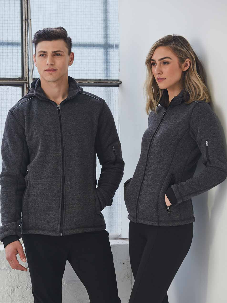 Ladies Heather Bonded Coral Fleece Jacket with Hood