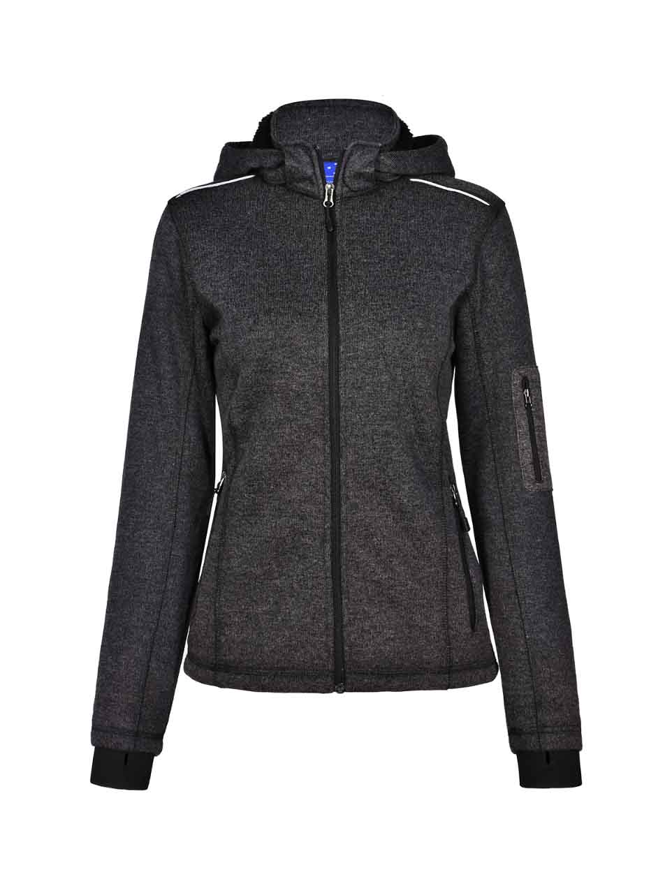 Ladies Heather Bonded Coral Fleece Jacket with Hood