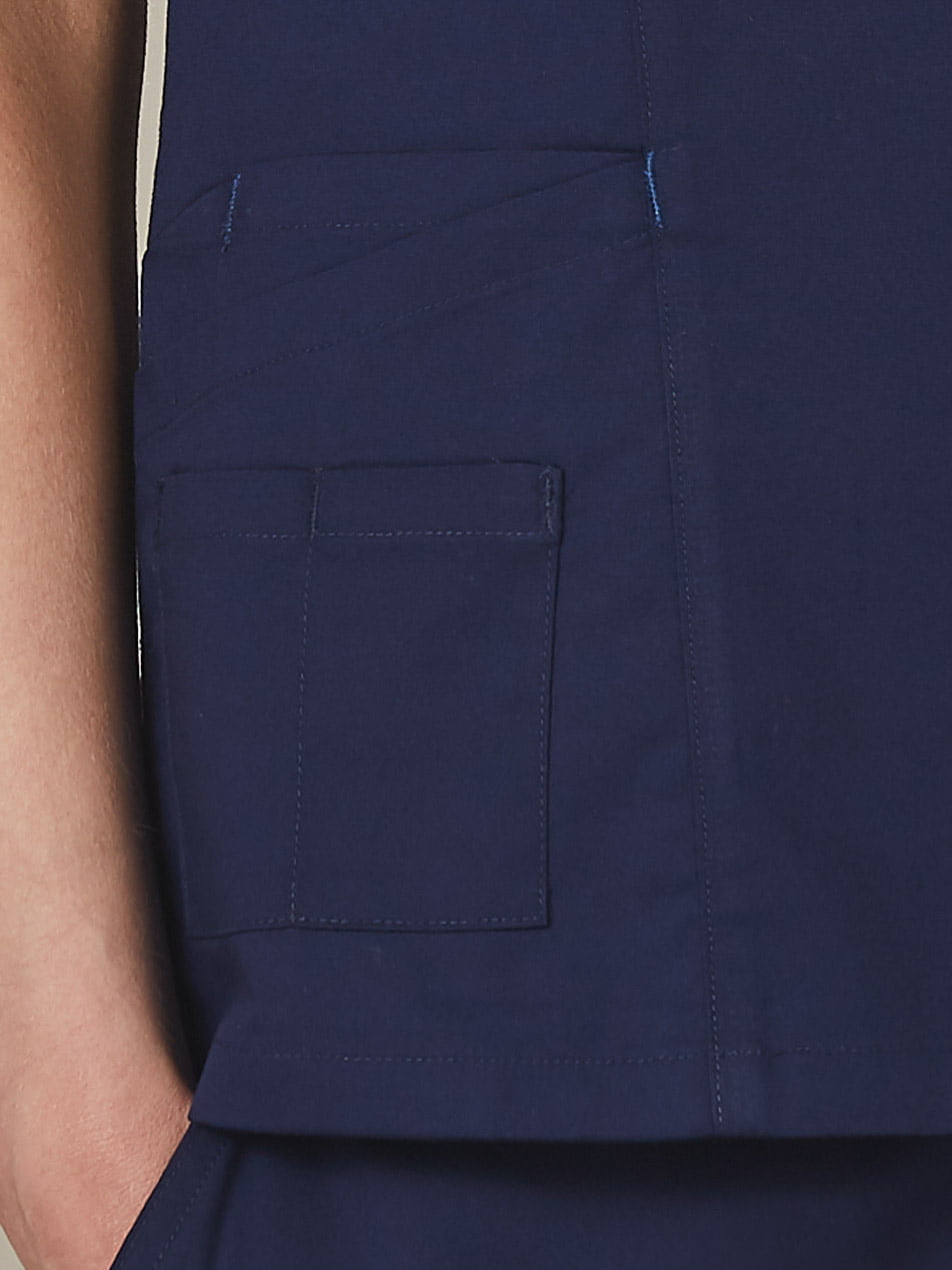 Ladies V-Neck Contrast Trim Scrub Top