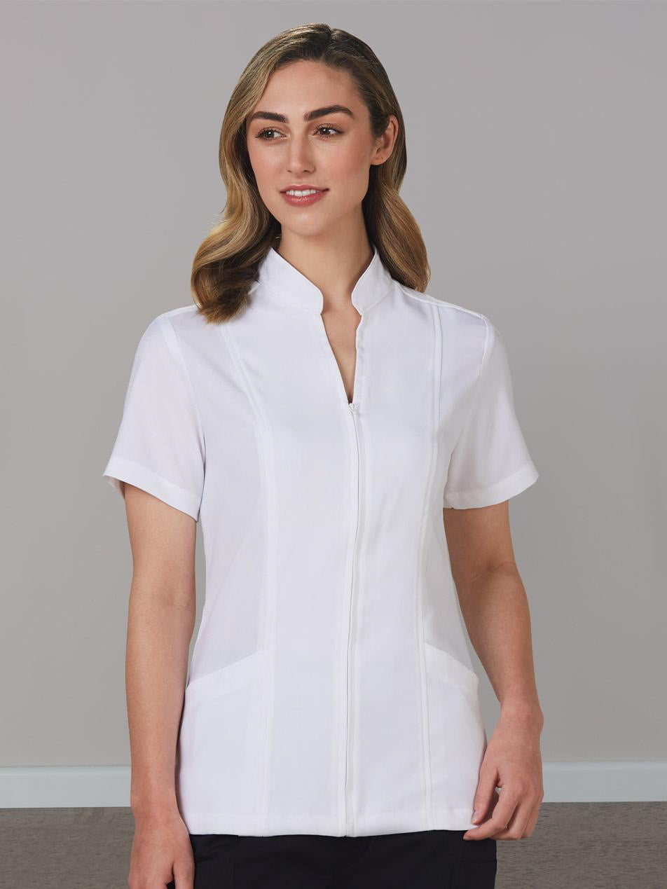 Ladies Short Sleeve Zip Front Tunic