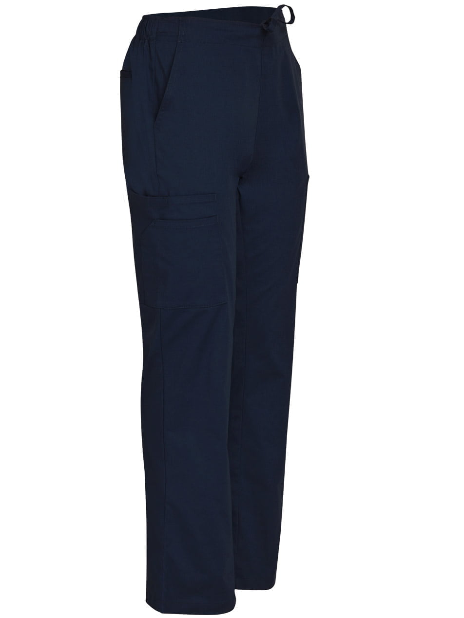 Mens Semi-Elastic Waist Tie Solid Colour Scrub Pants