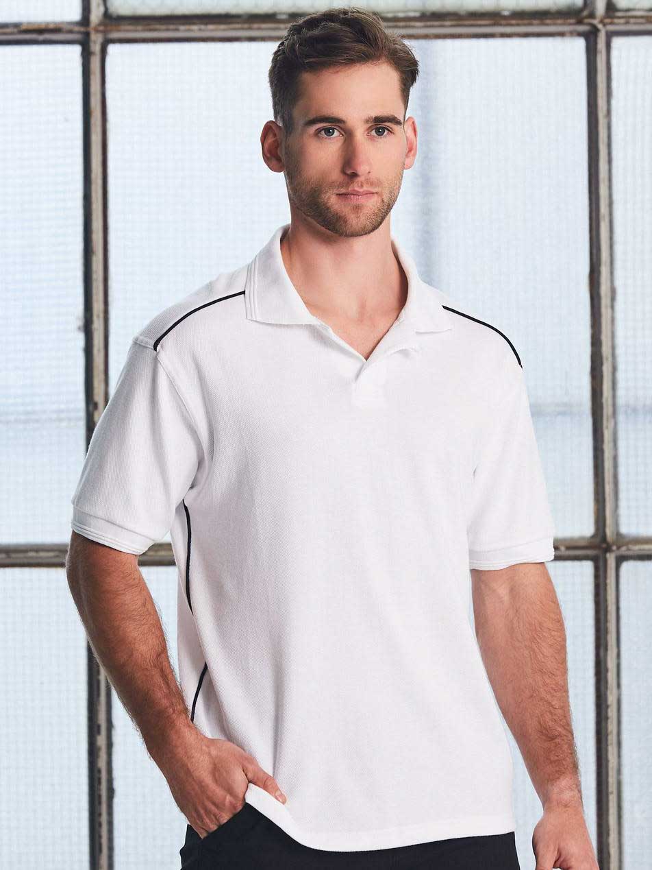 Mens Cambridge Cotton Contrast Piping Short Sleeve Polo