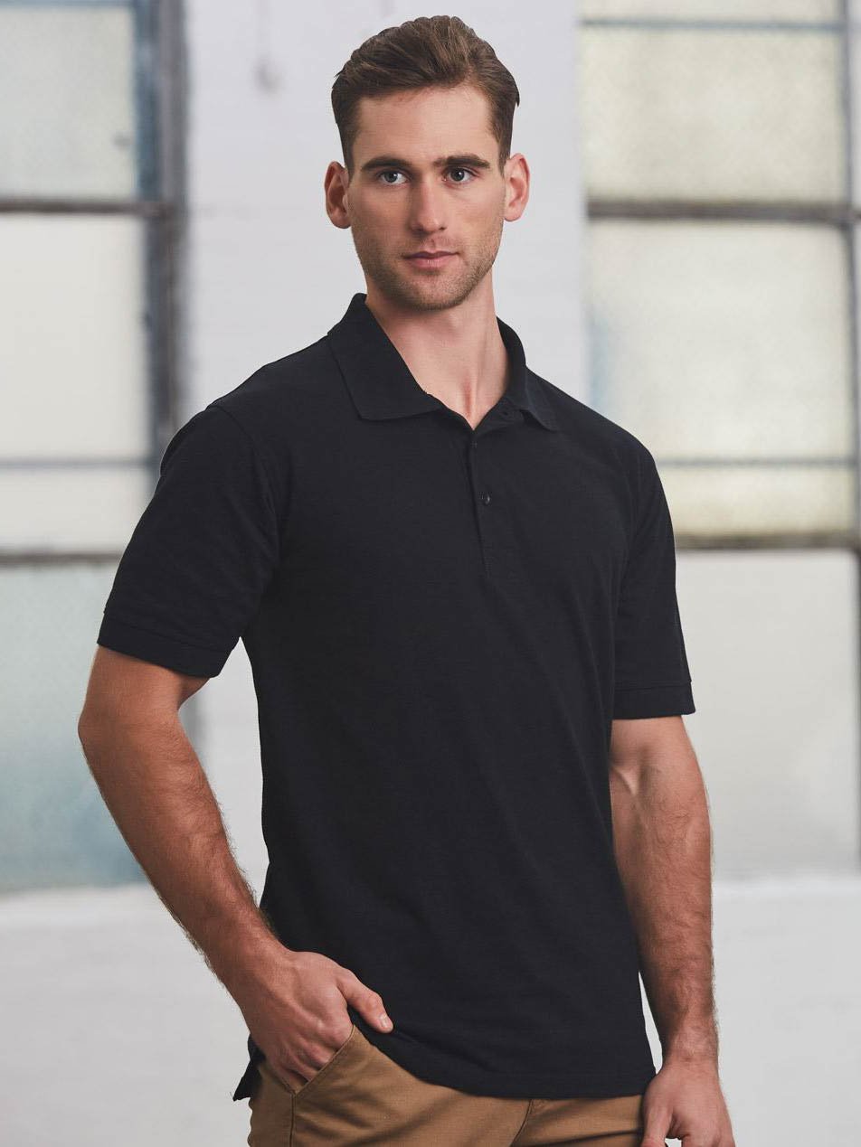 Mens Longbeach Cotton / Stretch Pique Knit Short Sleeve Polo