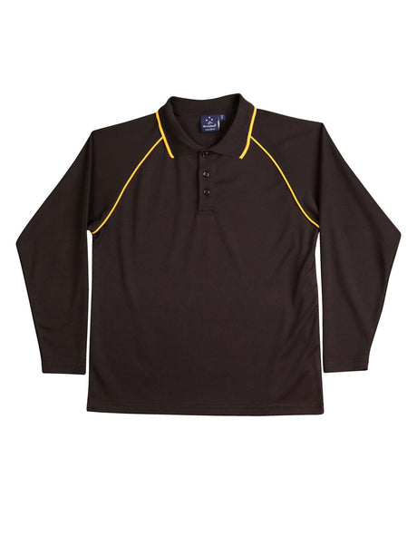 Kids Champion Plus CoolDry Contrast Long Sleeve Polo