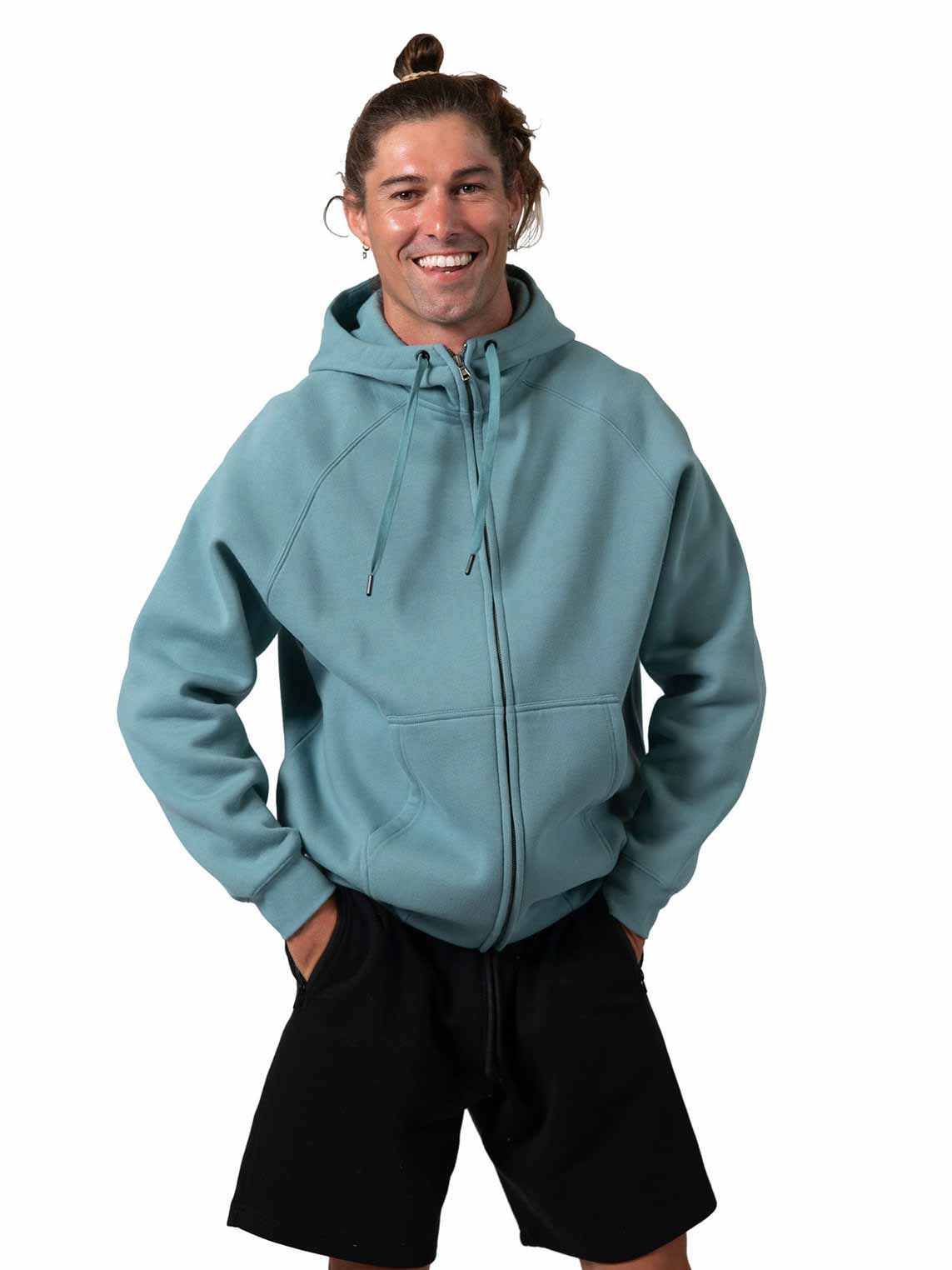 Mens Cotton Care Kangaroo Pocket Zipper Hoodie