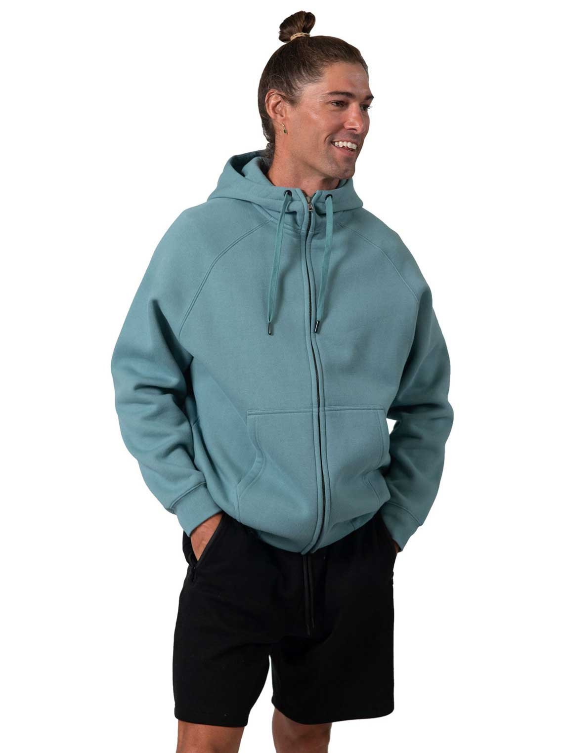 Mens Cotton Care Kangaroo Pocket Zipper Hoodie