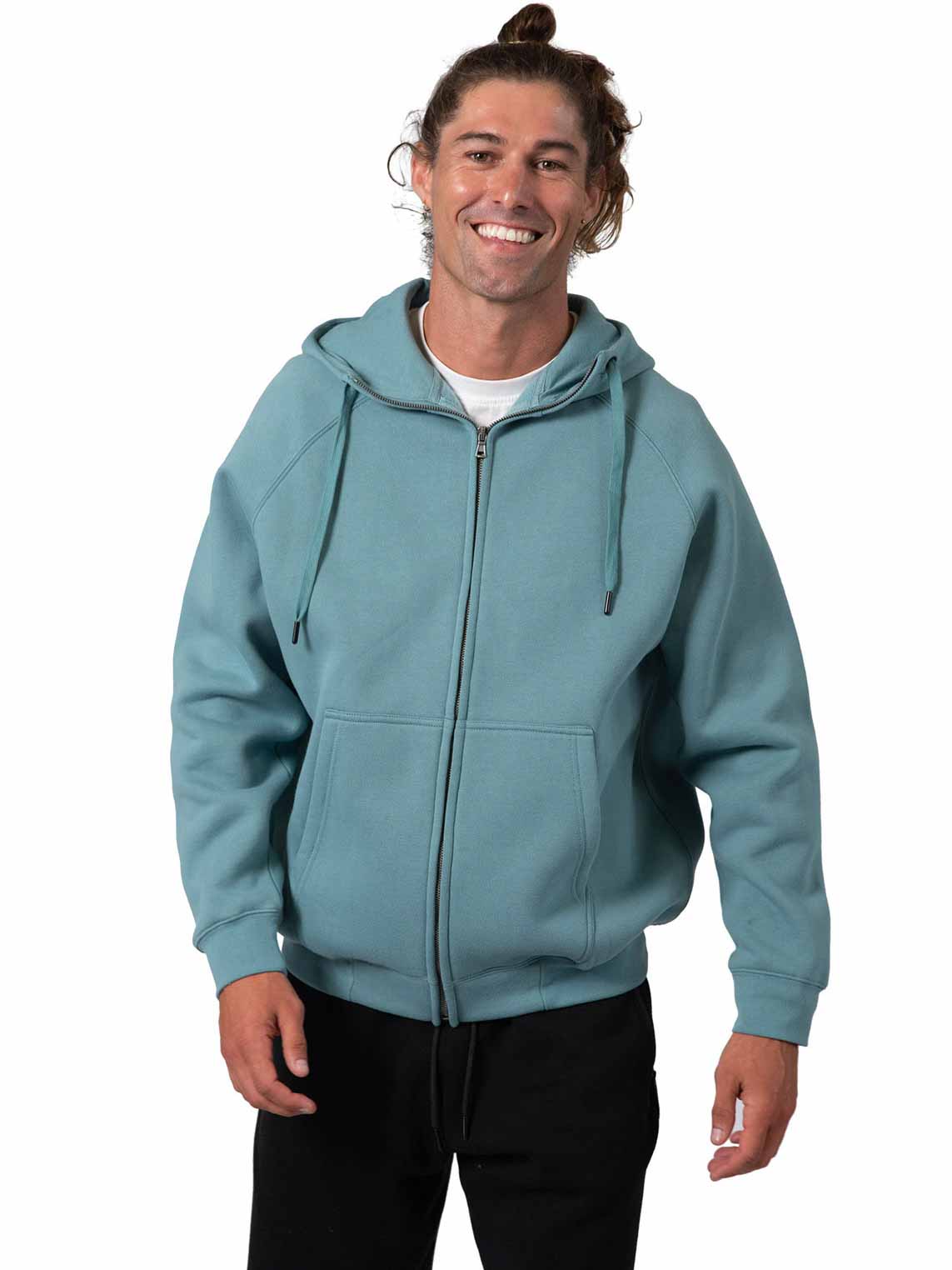 Mens Cotton Care Kangaroo Pocket Zipper Hoodie