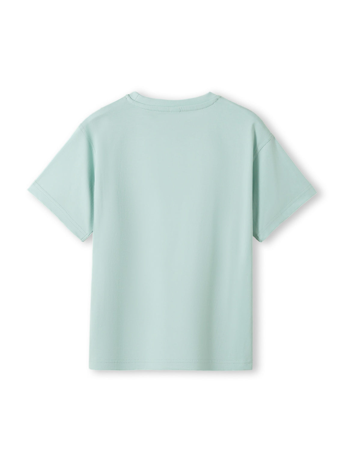 Ramo - Back view of a light mint green kids regular fit cotton t-shirt.