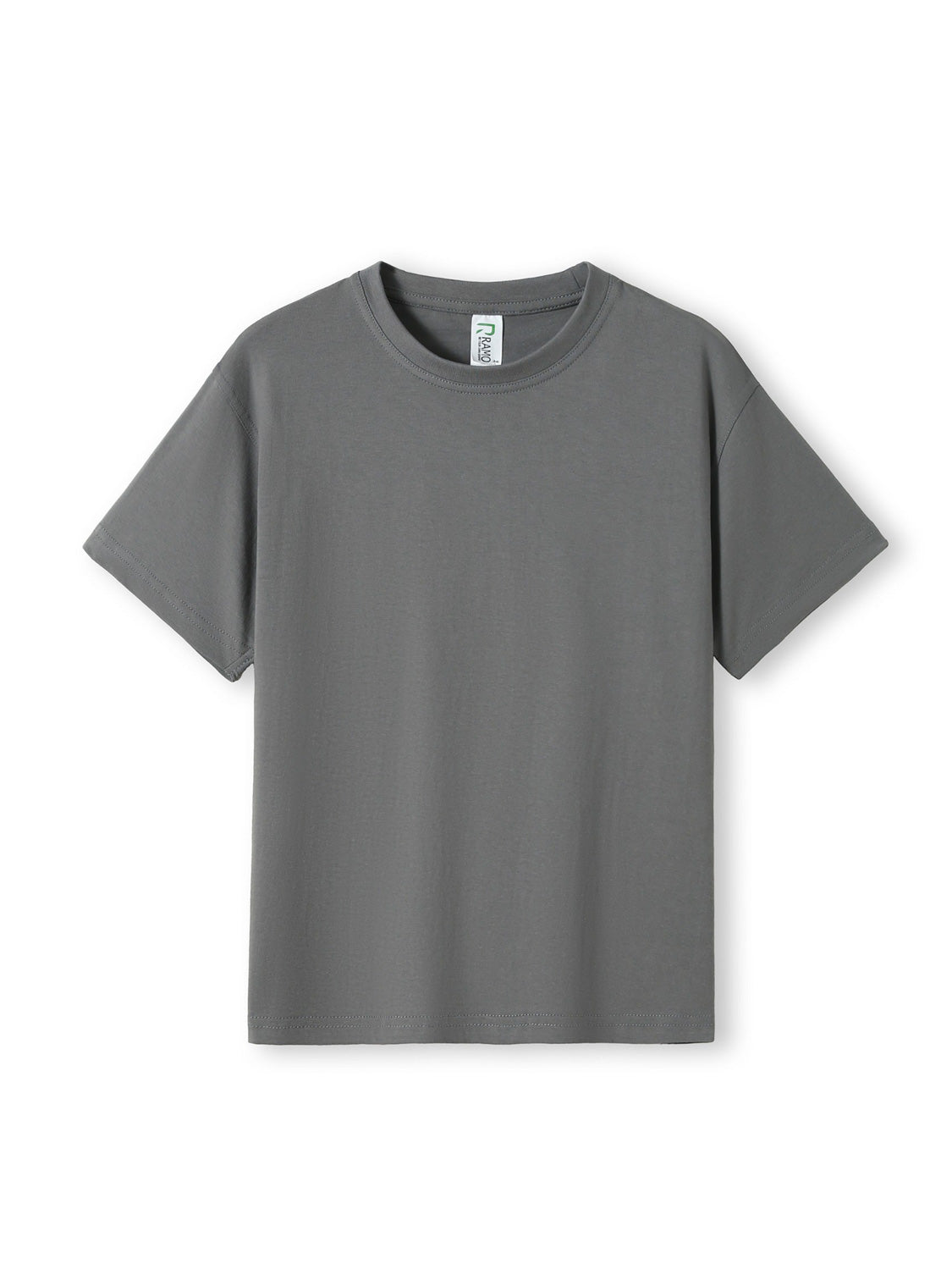 Ramo - A charcoal grey kids regular fit cotton t-shirt with a crew neck and short sleeves.