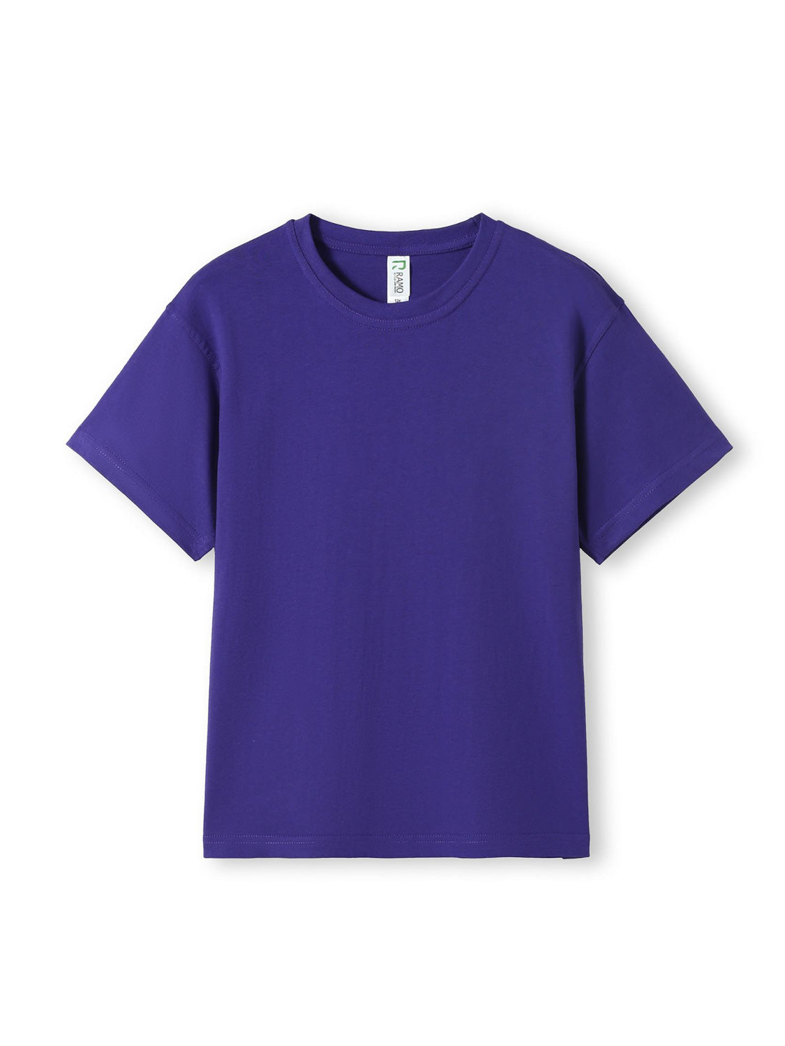 Ramo - A plain purple short-sleeve kids' cotton t-shirt with a crew neck and regular fit.