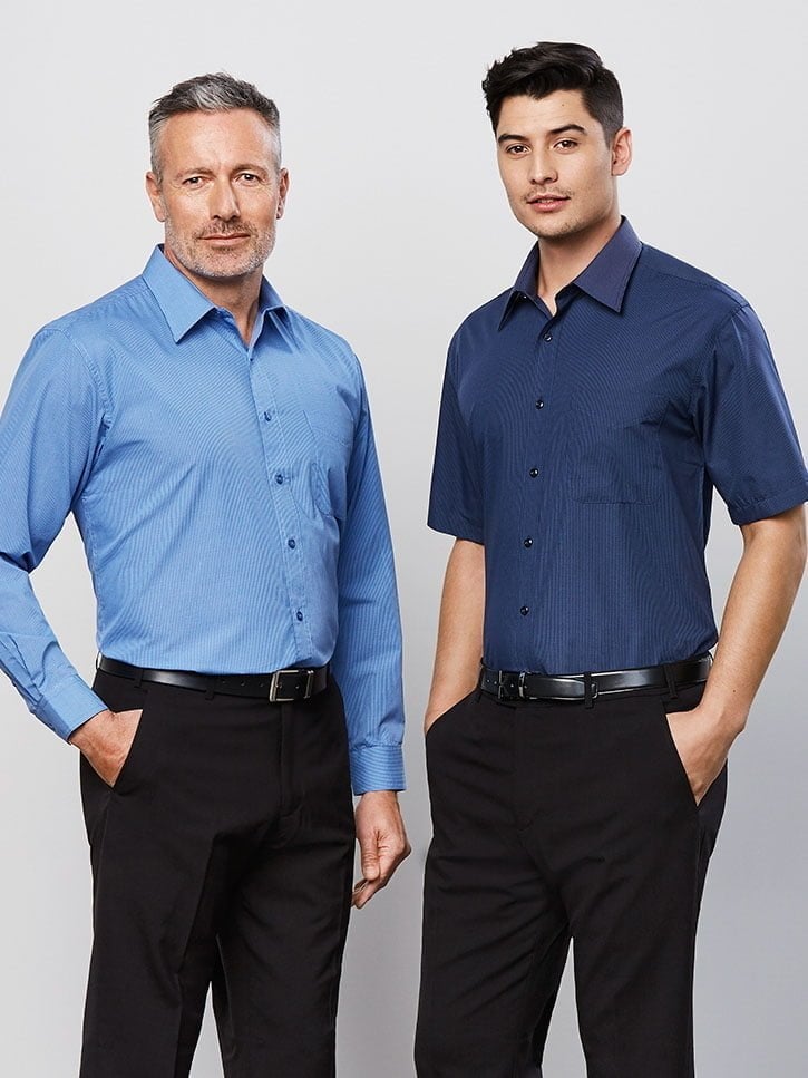 Mens Micro Check Short Sleeve Shirt