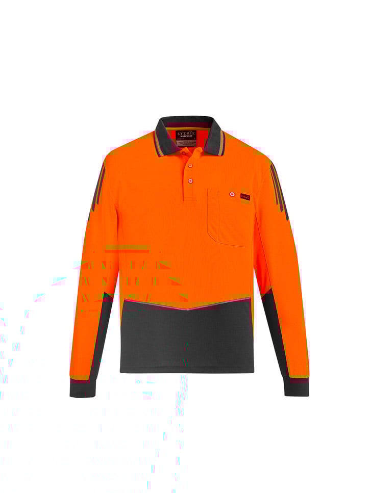 Mens Hi Vis Flux Long Sleeve Polo