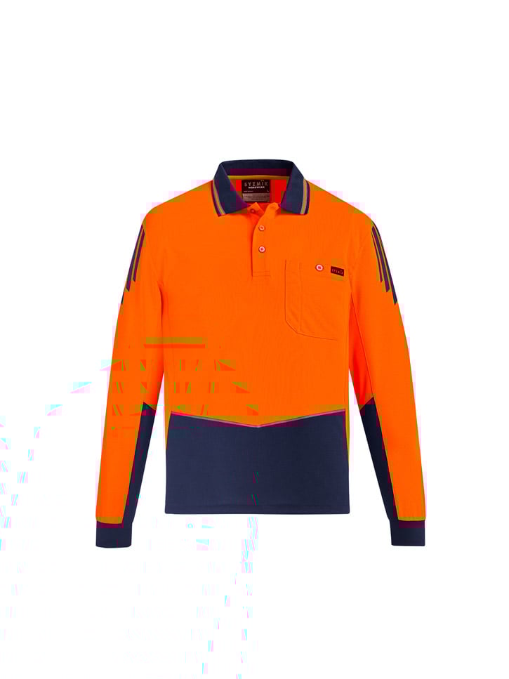 Mens Hi Vis Flux Long Sleeve Polo