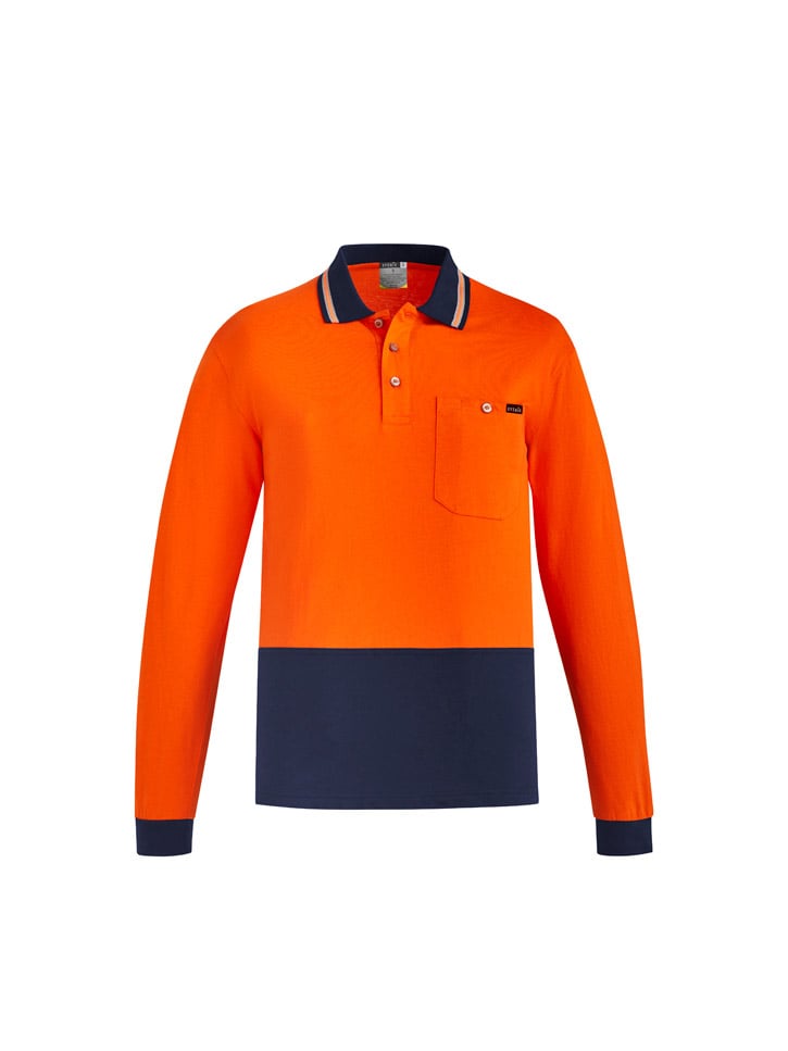 Mens Hi Vis Cotton Long Sleeve Polo